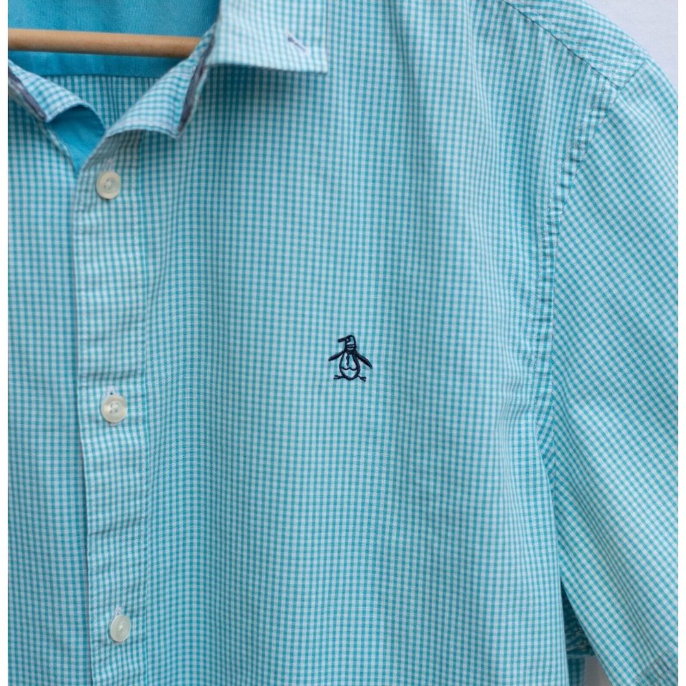 Penguin Men’s  Button Down Short Sleeve Shirt Heritage Slim Fit Size X-Large - Picture 4 of 7